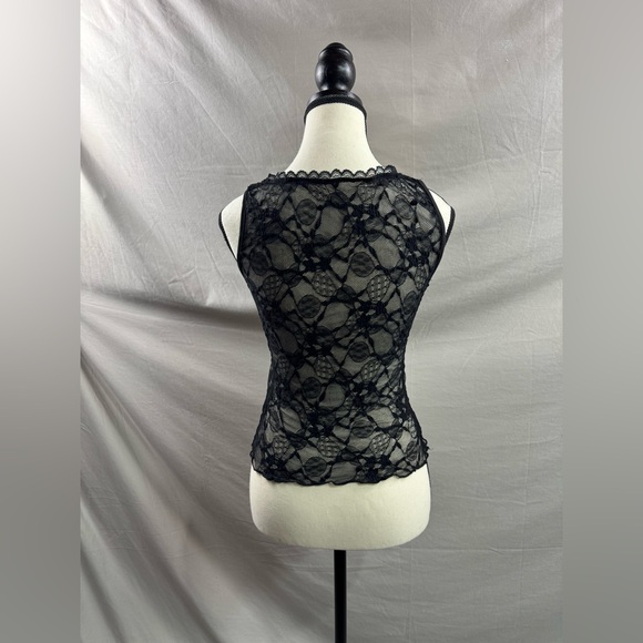 Lace Sexy Mesh Sheer Tank Top Black - Picture 7 of 7